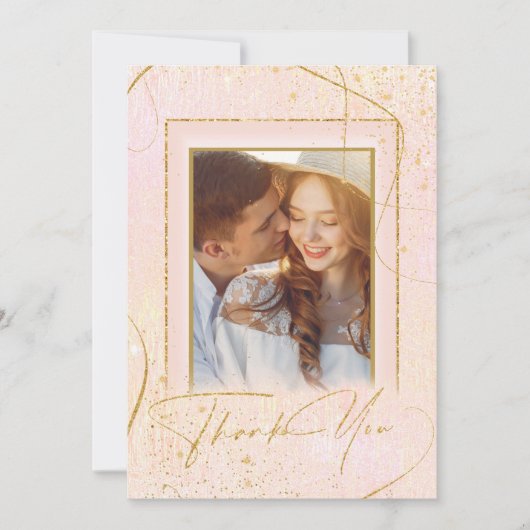 Fine Lines Gold Abstract Wedding Bedankt B-ID867 (Voorkant)