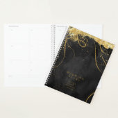 Fine Lines Gold Abstract Wedding Black ID867 Planner (Display)