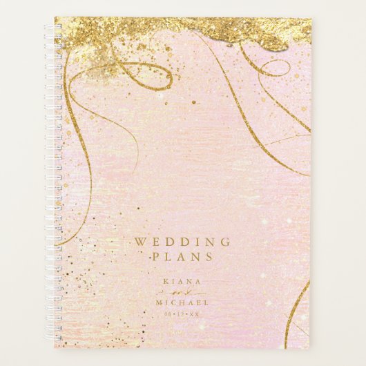 Fine Lines Gold Abstract Wedding Blush ID867 Planner (Voorkant)