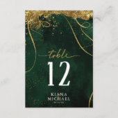 Fine Lines Gold Abstract Wedding Emerald ID867 Kaart (Voorkant)