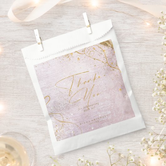 Fine Lines Gold Abstract Wedding Mauve ID867 Bedankzakje (Geknipt)