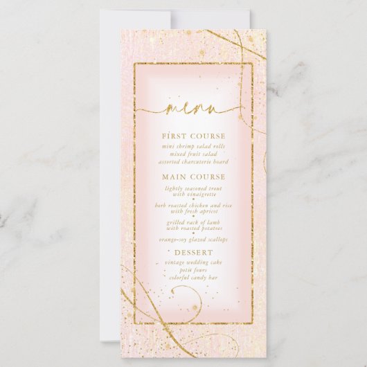 Fine Lines Gold Abstract Wedding Menu V2 B ID867 (Voorkant)