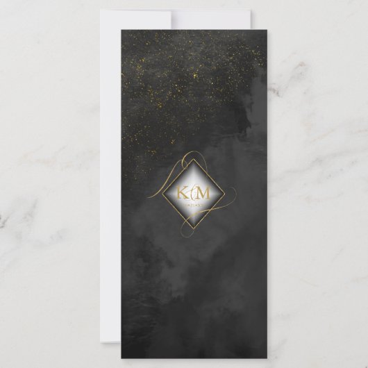 Fine Lines Gold Abstract Wedding Menu V2 Bk ID867 (Achterkant)