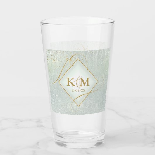 Fine Lines Gold Abstract Wedding Sage Green ID867 Glas (Achterkant)