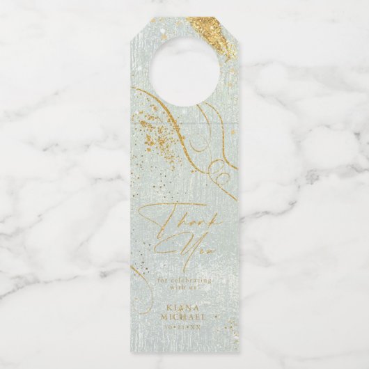 Fine Lines Gold Abstract Wedding Sage ID867 Flessenhanger (Voorkant)