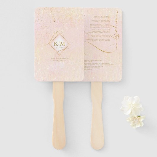 Fine Lines Gold Abstract Wedding V1 Blush ID867 Handwaaier (Voorkant en achterkant)