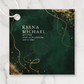 Fine Lines Gold Abstract Wedding V1 Emerald ID867 Bedankjes Labels (Voorkant)