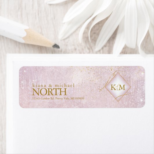 Fine Lines Gold Abstract Wedding V1 Mauve ID867 Etiket (Insitu)