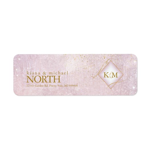 Fine Lines Gold Abstract Wedding V1 Mauve ID867 Etiket (Voorkant)