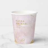 Fine Lines Gold Abstract Wedding V1 Mauve ID867 Papieren Bekers (Achterkant)