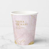 Fine Lines Gold Abstract Wedding V1 Mauve ID867 Papieren Bekers (Voorkant)