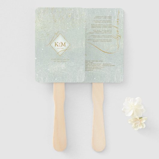 Fine Lines Gold Abstract Wedding V1 Sage ID867 Handwaaier (Voorkant en achterkant)