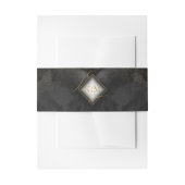 Fine Lines Gold Abstract Wedding V2 Black ID867 Uitnodigingen Wikkel (Voorkant Voorbeeld)