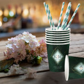 Fine Lines Gold Abstract Wedding V2 Emerald ID867 Papieren Bekers