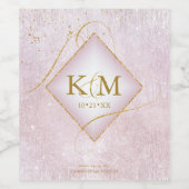 Fine Lines Gold Abstract Wedding V2 Mauve ID867 Wijn Etiket (Enkel label)