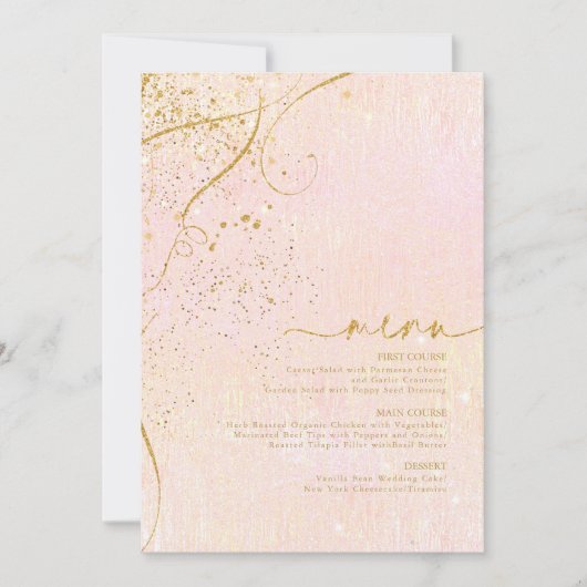 Fine Lines Gold Abstrait Mariage Menu V1 B ID867 (Devant)