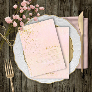 Fine Lines Gold Abstrait Mariage Menu V1 B ID867