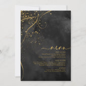Fine Lines Gold Abstrait Mariage Menu V1 Bk ID867 (Devant)