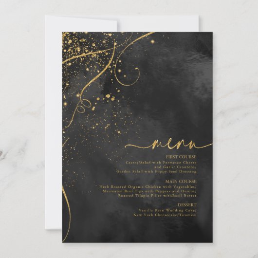 Fine Lines Gold Abstrait Mariage Menu V1 Bk ID867 (Devant)