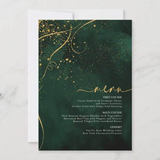 Fine Lines Gold Abstrait Mariage Menu V1 Grn ID867 (Devant)