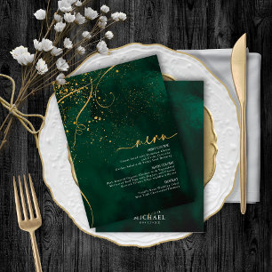 Fine Lines Gold Abstrait Mariage Menu V1 Grn ID867