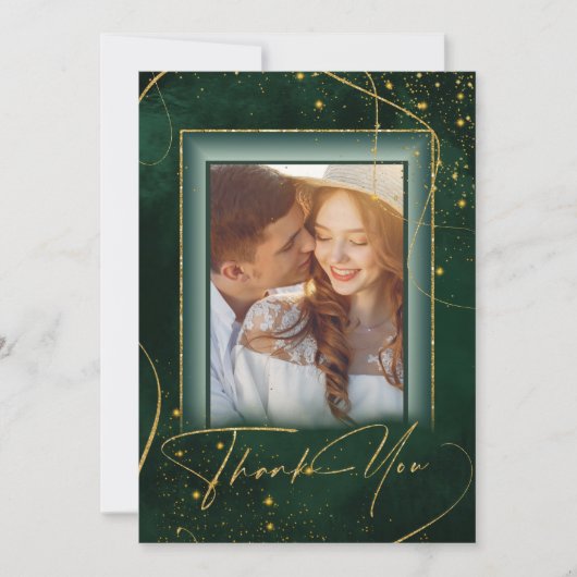 Fine Lines Gold Abstrait Mariage Merci Grn ID867 (Devant)