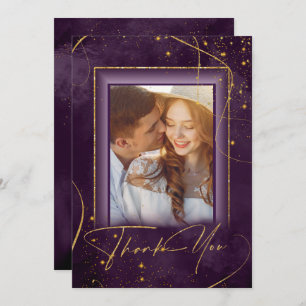 Fine Lines Gold Abstrait Mariage Merci Plum ID867