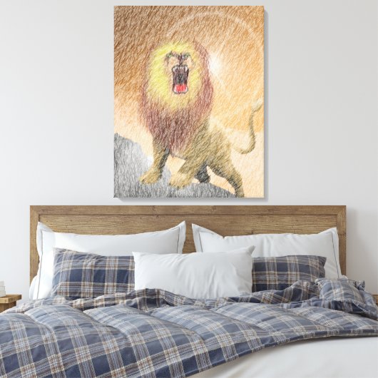 Fine Pencil Orange Lion  Canvas Afdruk (Insitu (Slaapkamer))