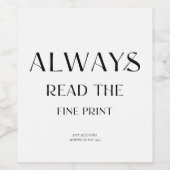 Fine Print Zwangerschap Aankondiging Wijnlabel Wijn Etiket (Enkel label)