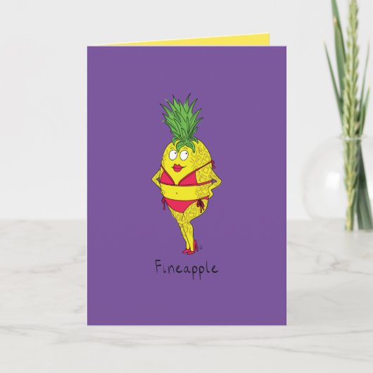 Fineapple - Funny Pineapple Bikini Wenskaart Kaart (Voorkant)