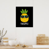 Fineapple Funny Pineapple Pun Dark BG Poster (Keuken)