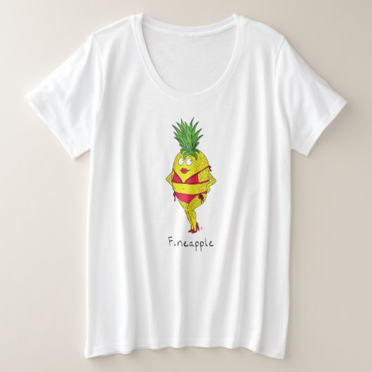 Fineapple Pineapple Pin-Up Dames Plus T-shirt (Design voorkant)