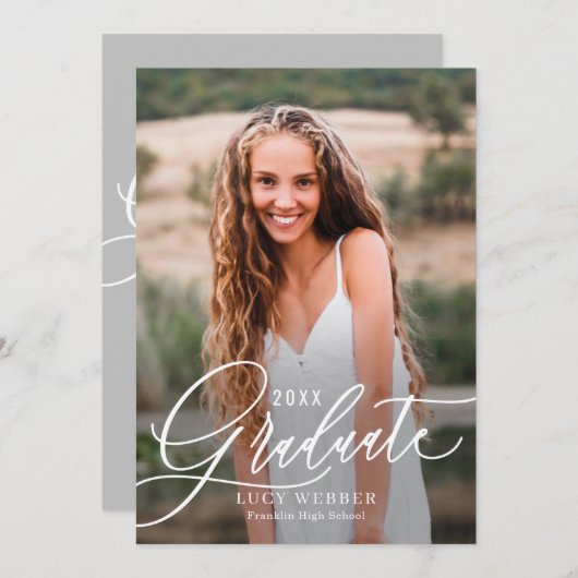 Finement Penned Graduation Faire-part invitation (Devant / Derrière)