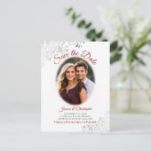 Fines dentelles argentées avec photo Carte de mari (Debout devant)