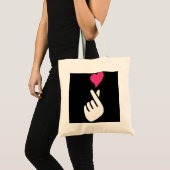 Finger Heart Korean Hand Symbol KPOP Love Sarangha Tote Bag (Voorkant (product))