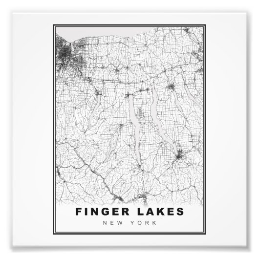 Finger Lakes Map Foto Afdruk (Voorkant)