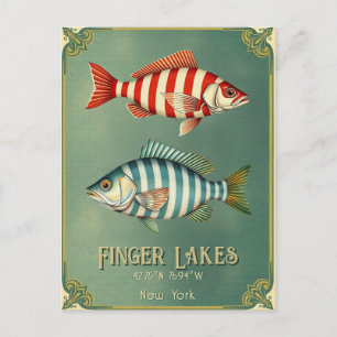 Finger Lakes New York nautische vis Briefkaart
