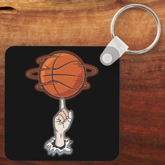 Finger Spin Basketbal Speler Opleiding Tricks Ball Sleutelhanger (Achterkant)