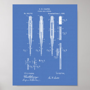Fingernagelklep 1886 Patent Art Blueprint Poster