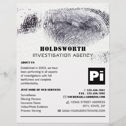 Fingerprint Design, privé rechercheur Flyer (Voorkant)
