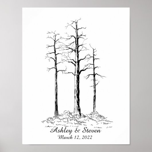 Fingerprint Forest Wedding Guestbook Poster (Voorkant)