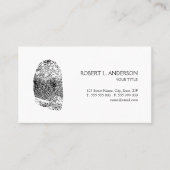 Fingerprint Private Investigator Black White Visitekaartje (Voorkant)