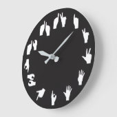 Fingerspelling Monochrome Wall Clock Grote Klok (Hoek)