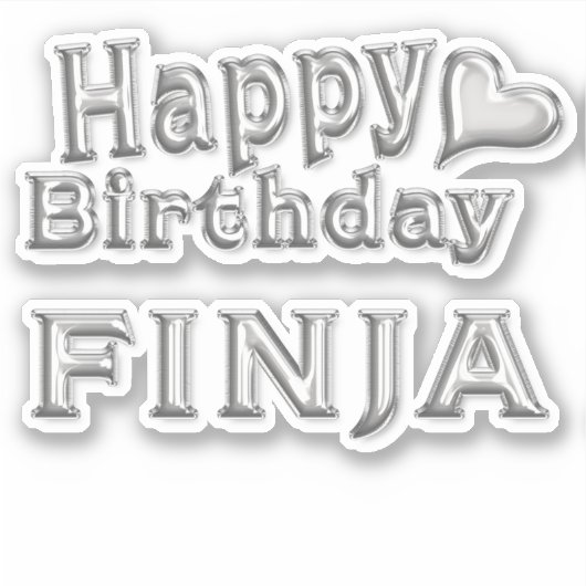 Finja Happy Birthday silver Aufkleber Sticker (Voorkant)