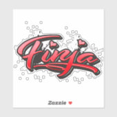 Finja red Heart graffiti Autocollants (Feuille)