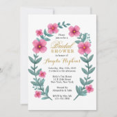 Fink Floral Wreath Invitation de douche nuptiale (Devant)