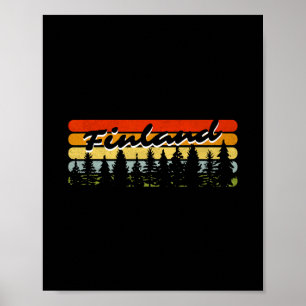 Finland Bos Zonsondergang Bomen Blokhut Vakantie A Poster
