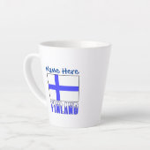 Finland en Finse vlag Blauwe Personalisatie Latte Mok (Linkerhoek)