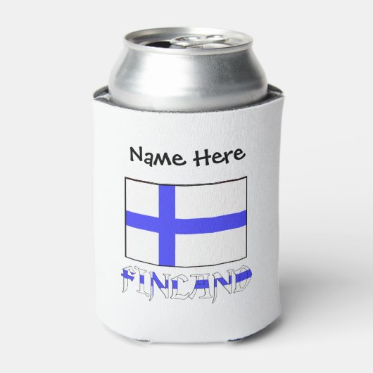 Finland en Finse vlag gepersonaliseerd Blikjeskoeler (Blikje Voorkant)