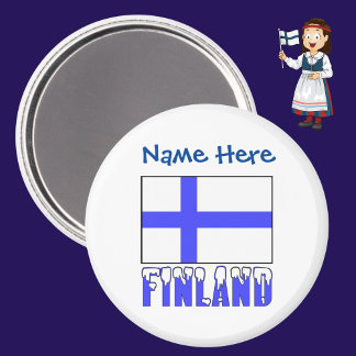 Finland Finse Vlag Blauwe Personalisatie  Magneet